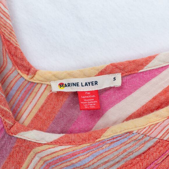 MARINE LAYER‎ Corinne Tiered Chambray Cotton Maxi Dress Colorful Coastal Sz S - Picture 8 of 9